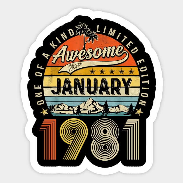 Awesome Since January 1981 Vintage 42nd Birthday Sticker by Mhoon 